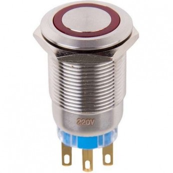 Кнопка антивандальная REXANT 19 12В фикс подсветка красная Кнопка антивандальная REXANT 19 12В фикс подсветка красная