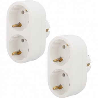 Набор двойников электрических REXANT 16 А с заземлением, белый (2 шт./уп.)