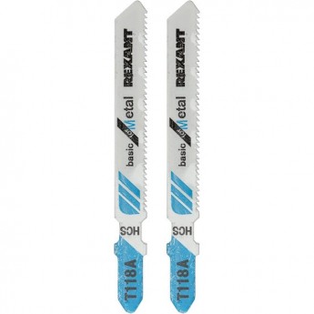 Пилка для электролобзика REXANT 75 мм 21 з/д 1,5-3 мм T118A (2 шт./уп.) (металл)