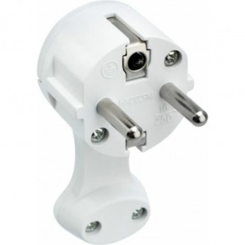 Плоская угловая вилка Евро REXANT с заземлением 16 А белая