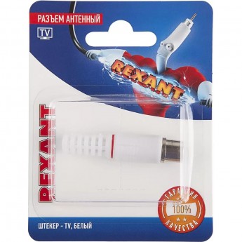 Разъем антенный REXANT на кабель, (штекер-TV), белый, (1шт) Разъем антенный REXANT на кабель, (штекер-TV), белый, (1шт)
