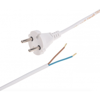 Шнур электрический REXANT с вилкой ПВС 2х0,75 мм² 2м, белый Шнур электрический REXANT с вилкой ПВС 2х0,75 мм² 2м, белый