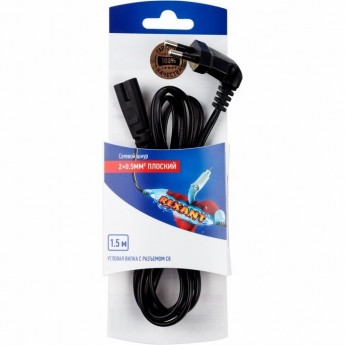 Шнур сетевой REXANT угловая вилка 2x0.5мм² 1.5m Шнур сетевой REXANT угловая вилка 2x0.5мм² 1.5m