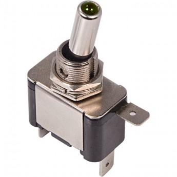 Тумблер REXANT 12V 25А однополюсный с зеленой подсветкой Тумблер REXANT 12V 25А однополюсный с зеленой подсветкой