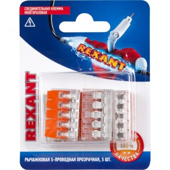 Универсальная компактная клемма REXANT СМК 221-415, 5-прoводная до 4,0 мм² (блистер 5 шт./уп.) Универсальная компактная клемма REXANT СМК 221-415, 5-прoводная до 4,0 мм² (блистер 5 шт./уп.)