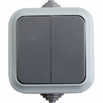 Выключатель двухклавишный REXANT влагозащищенный открытой установки IP54, 10 А, А56-224 (03) Выключатель двухклавишный REXANT влагозащищенный открытой установки IP54, 10 А, А56-224 (03)